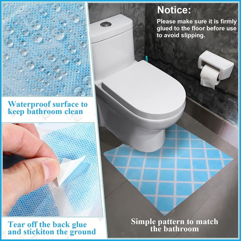 Layhit 50 Pcs Disposable Toilet Commode Mat 20 x 20 Deodorizing Toilet Mat Waterproof U Shaped Blue Pad for Older Potty Training Pee Incontinence Bathroom Floor Non Slip(Diamond) - Image 3